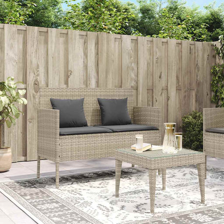 Vidaxl tuinbank met kussens poly rattan lichtgrijs
