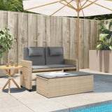 Vidaxl tuinbankje verstelbaar met kussens poly rattan beige