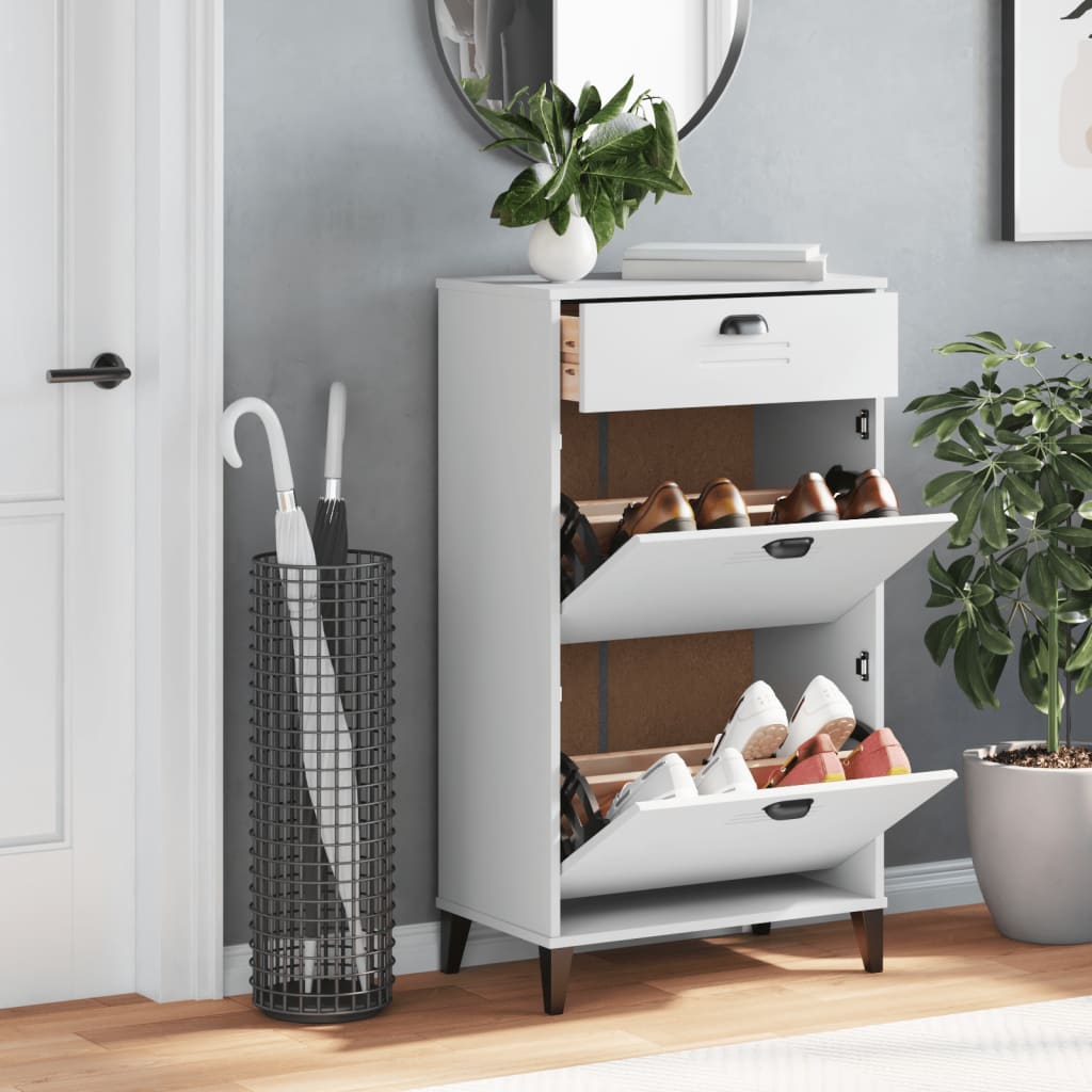 Vidaxl Schuhschrank Viken aus Holz weiß lackiert