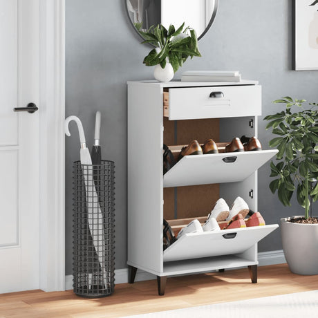 Vidaxl Schuhschrank Viken aus Holz weiß lackiert