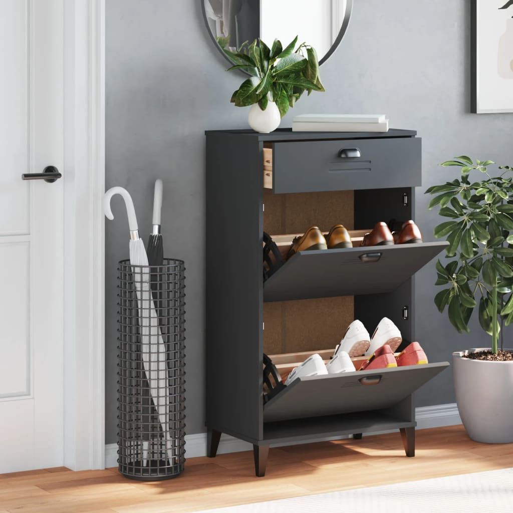 Vidaxl Schuhschrank Viken Holzwerkstoff Anthrazitgrau