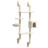 Vidaxl Katzenwandmöbel mit Kratzbaum 180 cm cremefarben