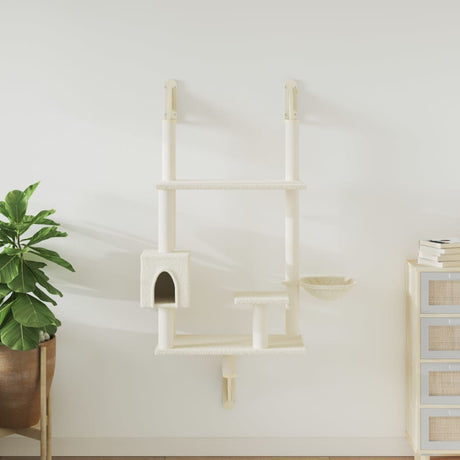 Vidaxl Katzen-Wandmöbel mit Kratzbaum 153 cm cremefarben