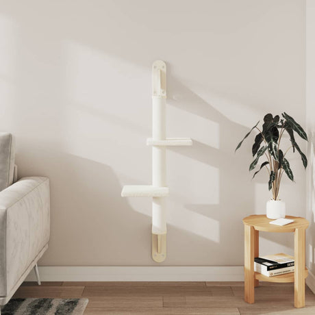VidaXL Wandmontiertes Katzenmöbel mit Kratzbaum 108 cm cremefarben