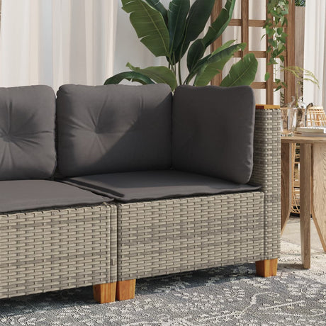 Vidaxl tuinhoekbank met kussens poly rattan grijs