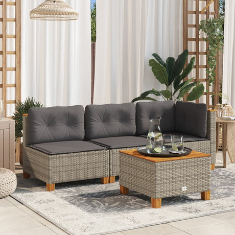 Vidaxl tuinhoekbank met kussens poly rattan grijs