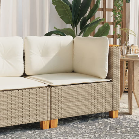 Vidaxl tuinhoekbank met kussens poly rattan beige