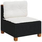 Vidaxl tuinbank zonder armleuning met kussens poly rattan zwart