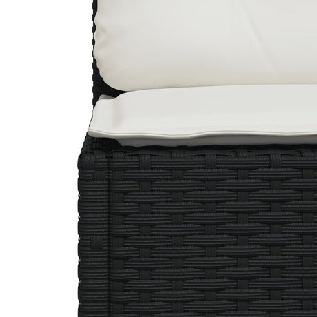 Vidaxl tuinbank zonder armleuning met kussens poly rattan zwart