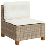 Vidaxl tuinbank zonder armleuning met kussens poly rattan beige