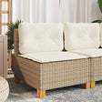 Vidaxl tuinbank zonder armleuning met kussens poly rattan beige