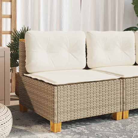 Vidaxl tuinbank zonder armleuning met kussens poly rattan beige