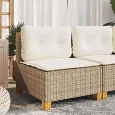 Vidaxl tuinbank zonder armleuning met kussens poly rattan beige