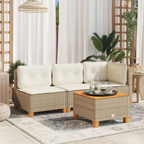 Vidaxl tuintafel 55x55x36 cm poly rattan en acaciahout beige