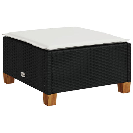 Vidaxl tuinkruk met kussen 63,5x56x32 cm poly rattan zwart