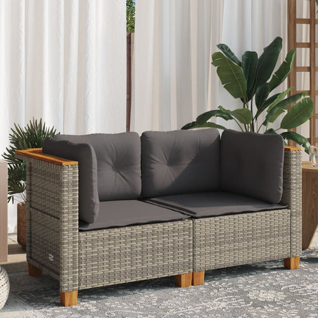 Vidaxl tuinhoekbanken 2 st met kussens poly rattan grijs