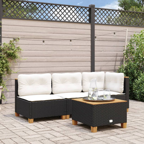 Vidaxl tuinbank 3-zits met kussens poly rattan zwart