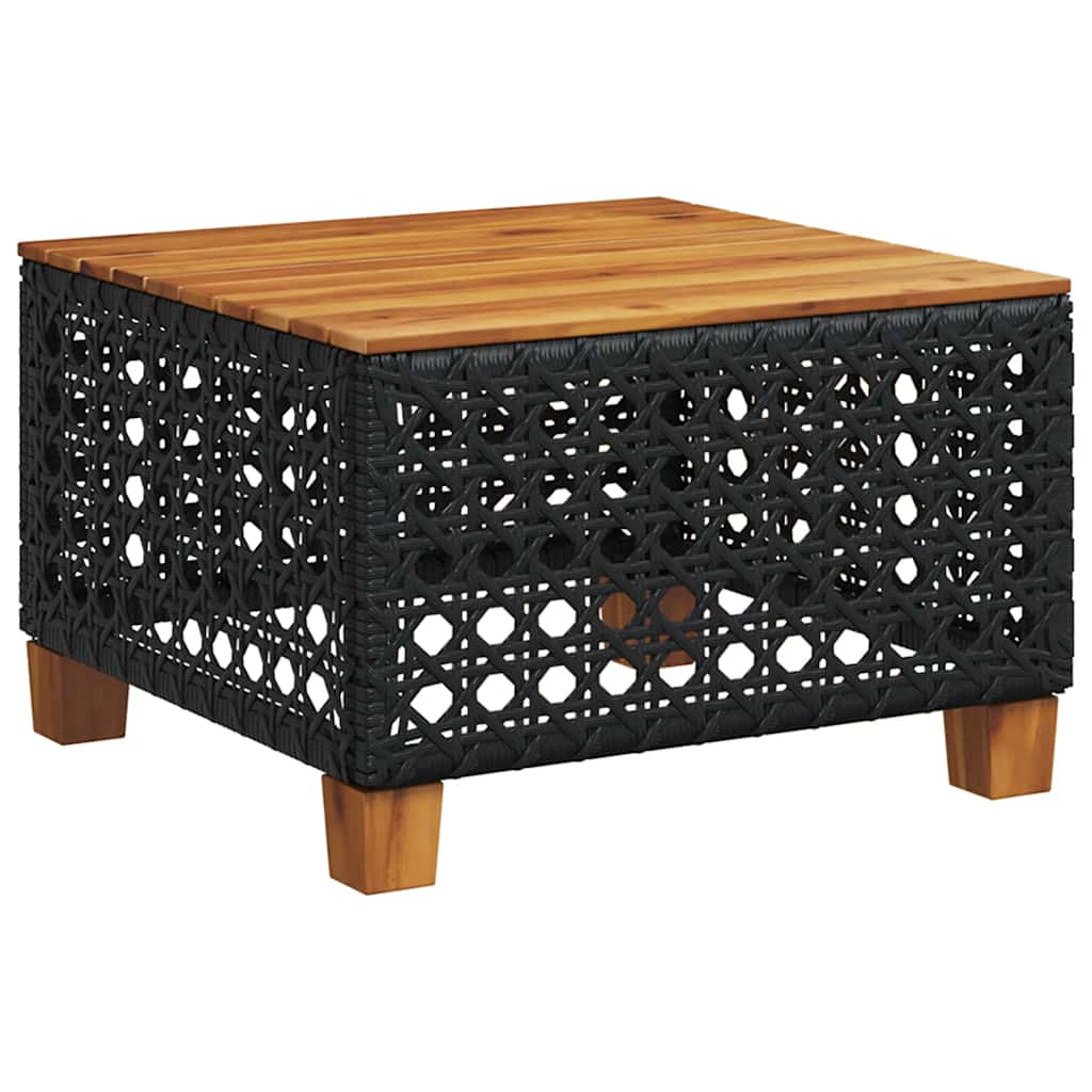 Vidaxl tuintafel 55x55x36 cm poly rattan en acaciahout zwart