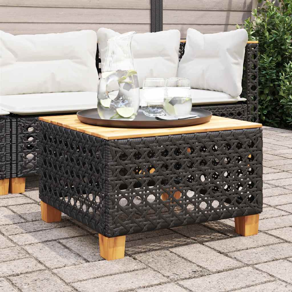 Vidaxl tuintafel 55x55x36 cm poly rattan en acaciahout zwart