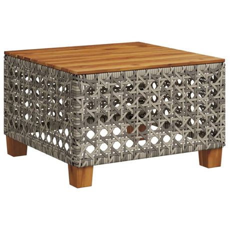 Vidaxl tuintafel 55x55x36 cm poly rattan en acaciahout grijs