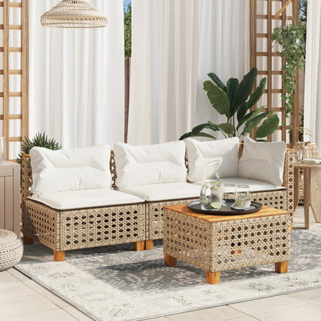 Vidaxl tuintafel 55x55x36 cm poly rattan en acaciahout beige