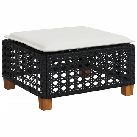 Vidaxl tuinkruk met kussen 63,5x56x32 cm poly rattan zwart