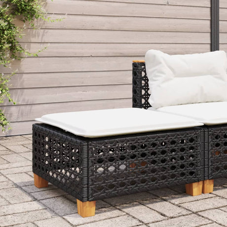Vidaxl tuinkruk met kussen 63,5x56x32 cm poly rattan zwart