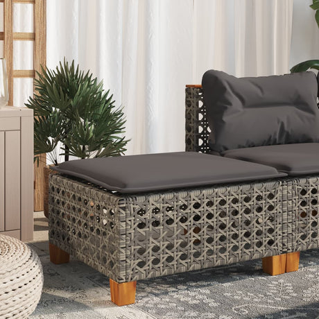 Vidaxl tuinkruk met kussen 63,5x56x32 cm poly rattan grijs