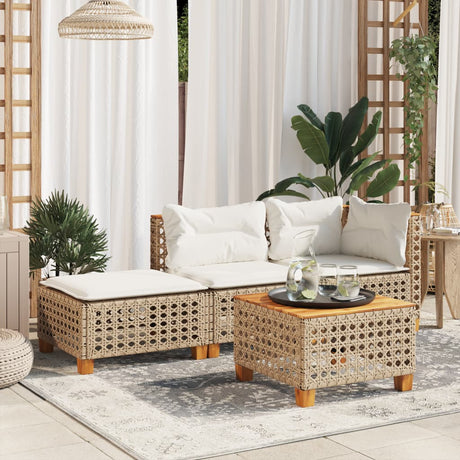 Vidaxl tuinkruk met kussen 63,5x56x32 cm poly rattan beige