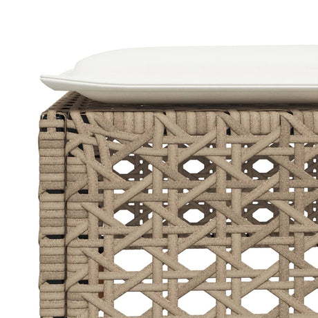Vidaxl tuinkruk met kussen 63,5x56x32 cm poly rattan beige
