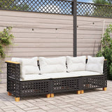 Vidaxl tuinbank 3-zits met kussens poly rattan zwart
