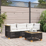 Vidaxl tuinbank 3-zits met kussens poly rattan zwart