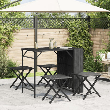 Vidaxl 5-delige tuinset inklapbaar poly rattan zwart