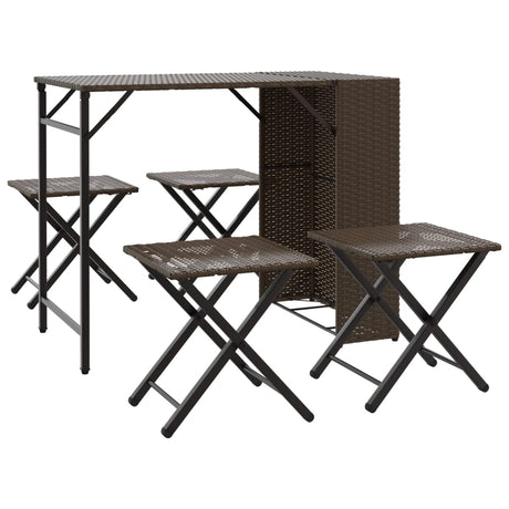 Vidaxl 5-delige tuinset inklapbaar poly rattan bruin