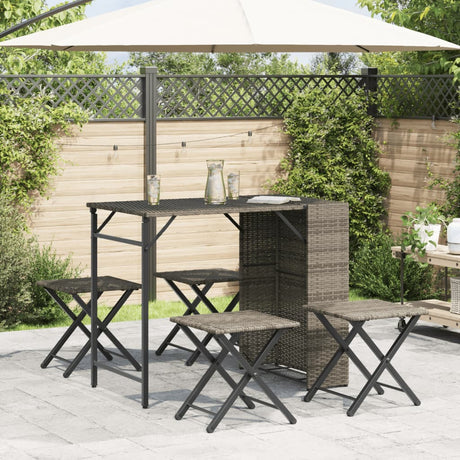Vidaxl 5-delige tuinset inklapbaar poly rattan grijs