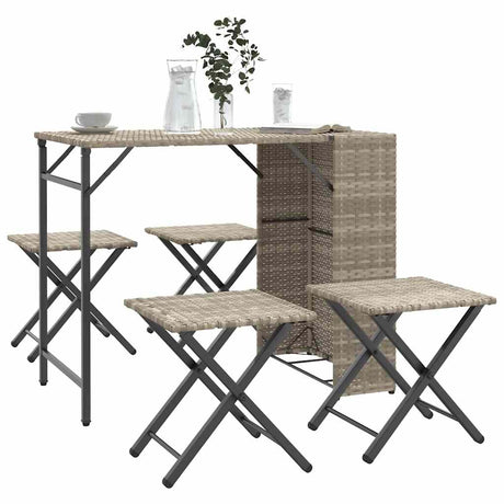 Vidaxl 5-delige tuinset inklapbaar poly rattan lichtgrijs