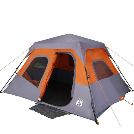 VidaXL Zelt 6-Personen wasserdicht Schnellverschluss grau und orange