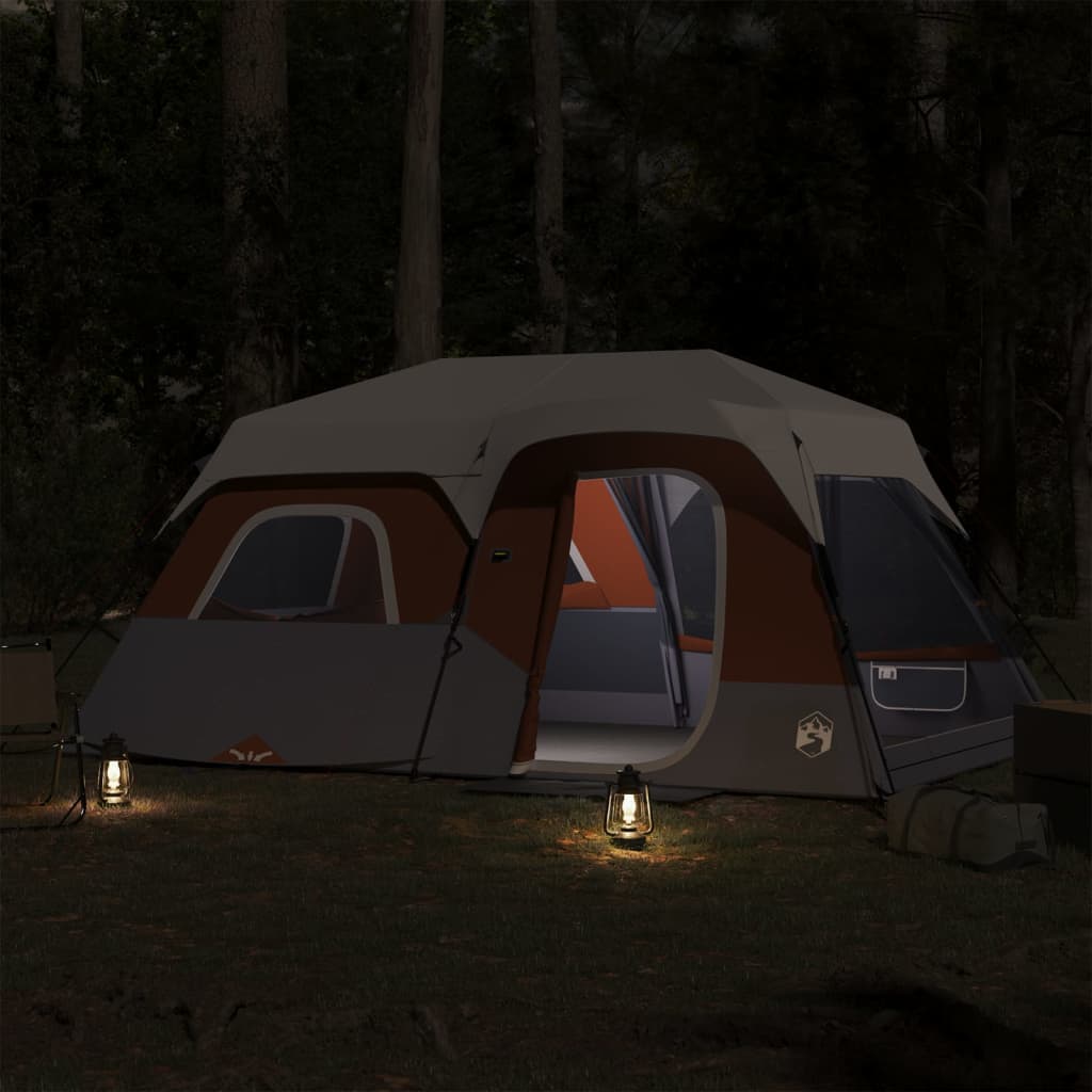 VidaXL Zelt 9-Personen wasserdicht mit LED hellgrau und orange