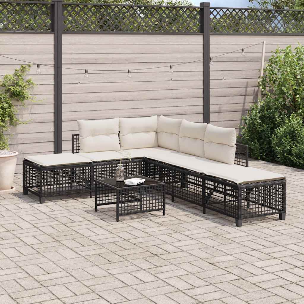 Vidaxl 3-delige loungeset met kussens poly rattan zwart