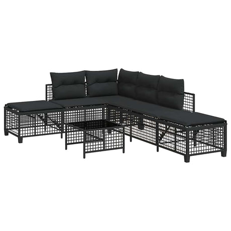 Vidaxl 3-delige loungeset met kussens poly rattan zwart