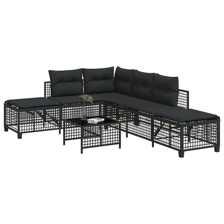 Vidaxl 3-delige loungeset met kussens poly rattan zwart