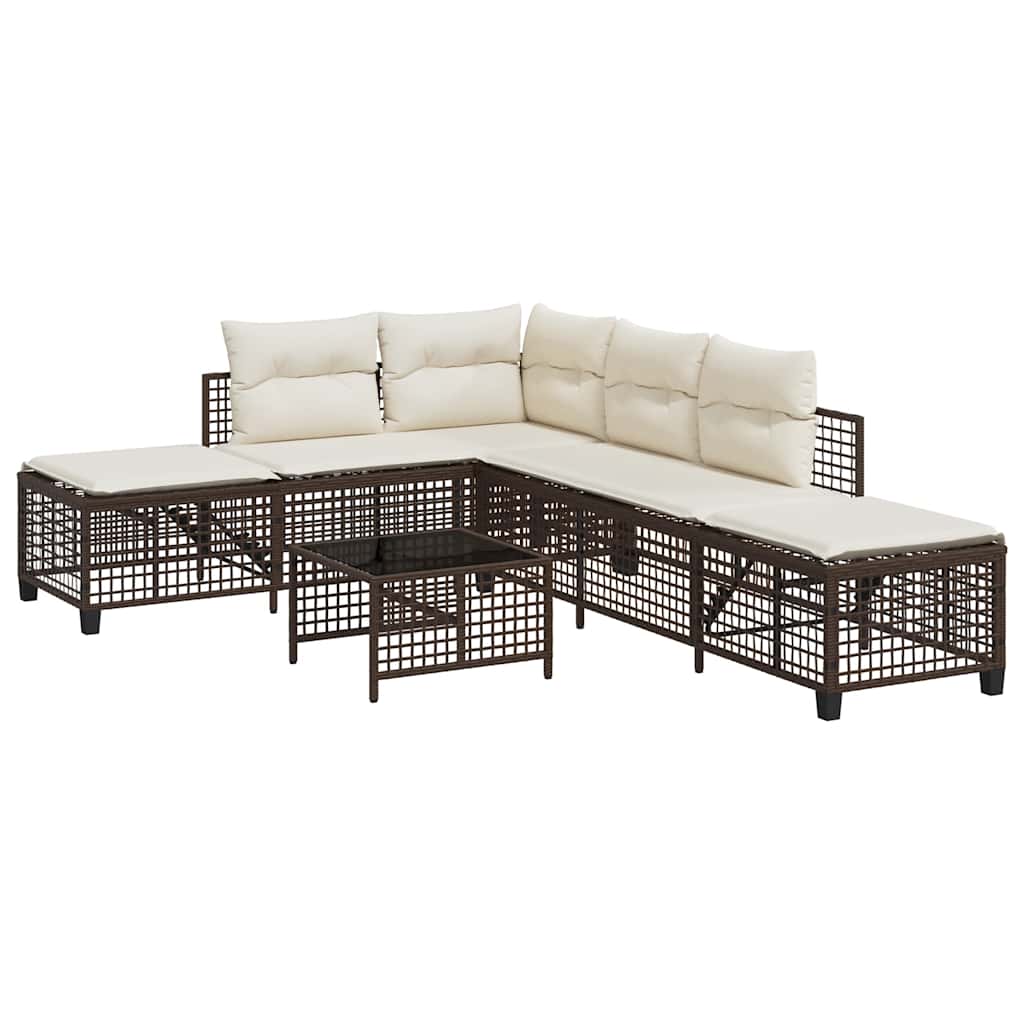 Vidaxl 3-delige loungeset met kussens poly rattan bruin