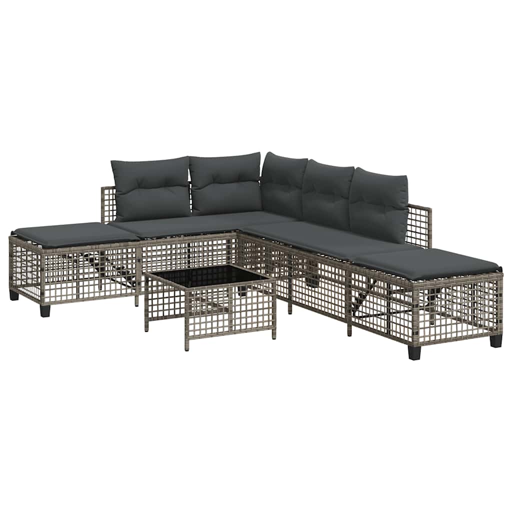 Vidaxl 3-delige loungeset met kussens poly rattan grijs