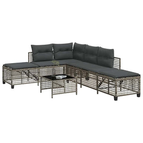 Vidaxl 3-delige loungeset met kussens poly rattan grijs