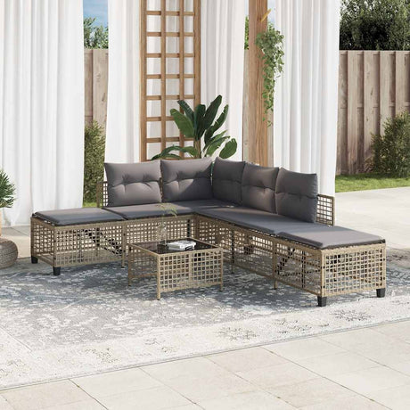 Vidaxl 3-delige loungeset met kussens poly rattan gemengd beige