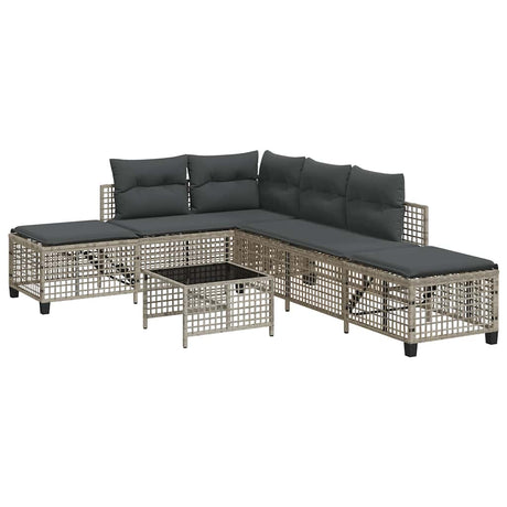 Vidaxl 3-delige loungeset met kussens poly rattan lichtgrijs
