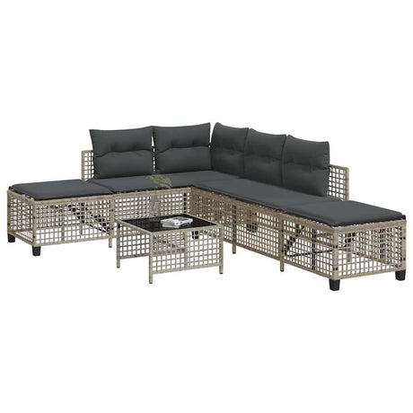 Vidaxl 3-delige loungeset met kussens poly rattan lichtgrijs