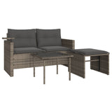 Vidaxl 3-delige loungeset met kussens poly rattan grijs