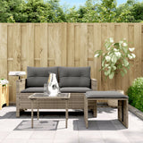 Vidaxl 3-delige loungeset met kussens poly rattan grijs