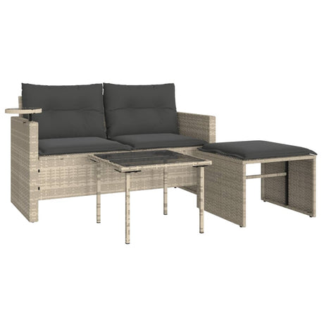 Vidaxl 3-delige loungeset met kussens poly rattan lichtgrijs